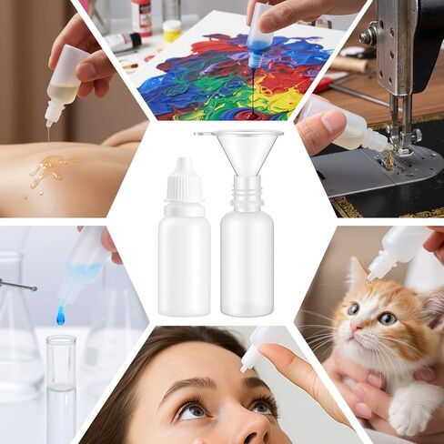 6PCS Small Plastic Dropper Bottles,15ml/0.5oz Small Eye Dropper Bottle with Cap and Plug,Refillable Eye Liquid Droppers Bottle,Squeezable & Portable Travel Containers for Liquid ( With 1PCS Funnel） in Saudi Arabia