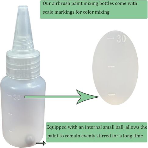 Paint Bottle,10 Pack Airbrush Paint Bottles Jars Plastic Containers with Ball, 30ml Paints Bottles Leak-Proof Caps, for Storing Pigments, Liquid in Kuwait