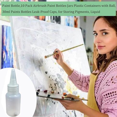 Paint Bottle,10 Pack Airbrush Paint Bottles Jars Plastic Containers with Ball, 30ml Paints Bottles Leak-Proof Caps, for Storing Pigments, Liquid in Kuwait
