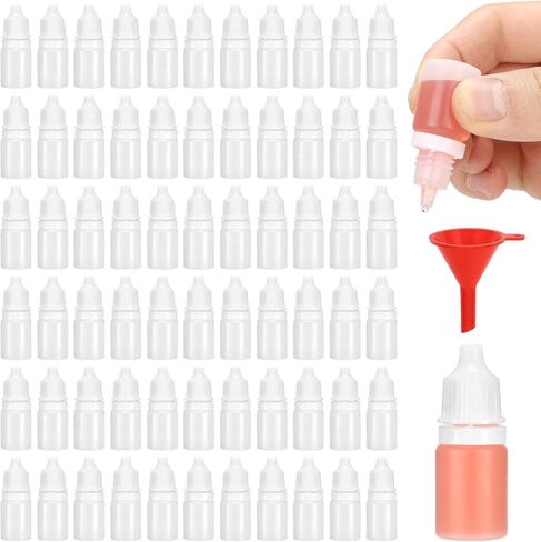 100 قطعة من زجاجات القطارة البلاستيكية، 5 مل / 0.17 أونصة زجاجة قطارة عين فارغة شفافة صغيرة قابلة للعصر مع غطاء أبيض، حاوية عينة للزيوت العطرية والسوائل والغراء وقطرات العين in Kuwait