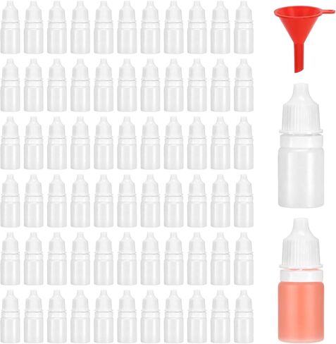 100 قطعة من زجاجات القطارة البلاستيكية، 5 مل / 0.17 أونصة زجاجة قطارة عين فارغة شفافة صغيرة قابلة للعصر مع غطاء أبيض، حاوية عينة للزيوت العطرية والسوائل والغراء وقطرات العين in Kuwait