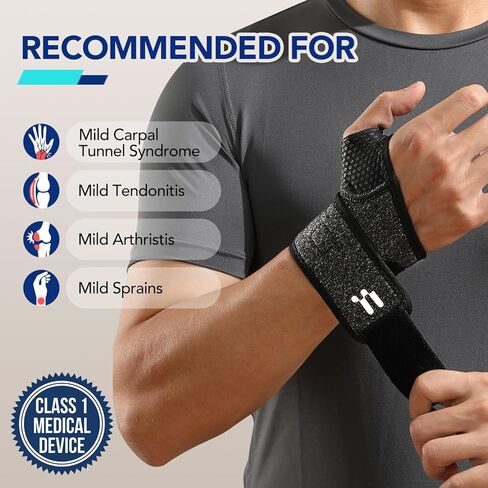 Wrist Brace with Soft Thumb Opening for Mild Carpal Tunnel Tendonitis Arthritis Sprains (Not for Thumb), Compression Hand Brace for Women Men, Wrist Support for Sports Work Type Sleep, FSA Eligible in Kuwait