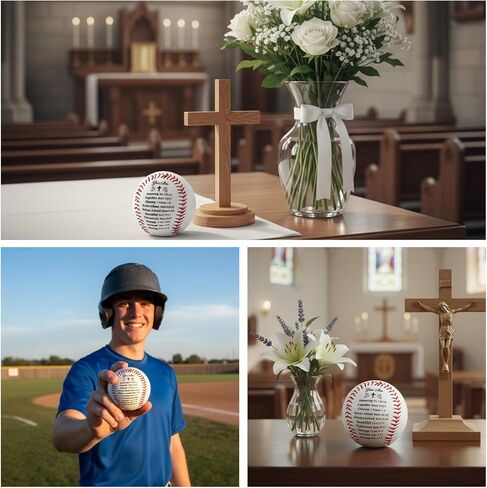 هدايا المناولة الأولى للأولاد، تذكار رياضي ديني للاعبي البيسبول، هدية مقدسة ملهمة للمعمودية وعنصر عرض البيسبول التذكاري in Kuwait