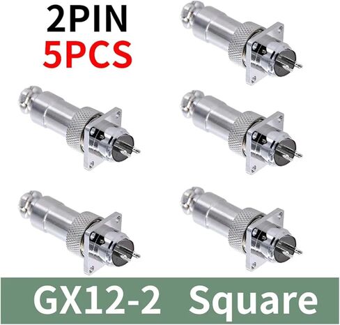 5-pack GX12 connector square flange 2pin3pin4pin5pin6pin7pin diameter 12mm push-pull circular connector(2pin) in Saudi Arabia