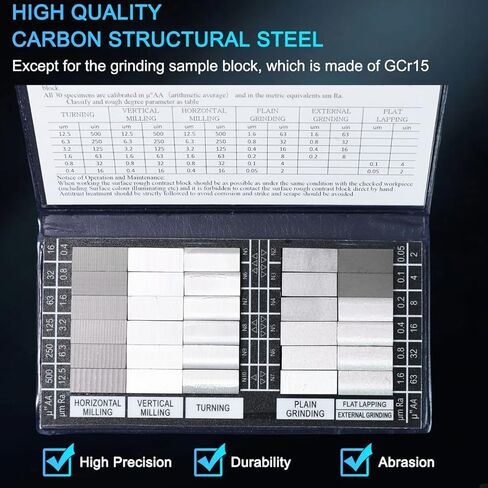 30pcs Surface Roughness Comparator Set, Surface Finish Comparators Ra0.05-12.5mm with 5X Magnifying Glass Machinists & QC Inspectors for Lathe Machinery Manufactur Teach in Kuwait