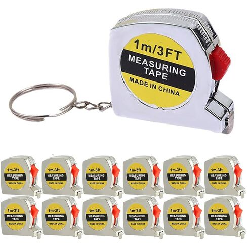 12 قطعة من سلاسل المفاتيح الصغيرة بشريط قياس، أشرطة قياس قابلة للسحب 1.5 بوصة مع قفل، مسطرة عملية صغيرة لهدايا الحفلات، حقائب هدايا، مكافآت للفصل الدراسي، 1 متر/3 قدم in Kuwait