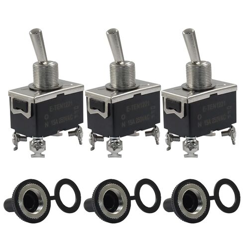 3 Pcs Heavy Duty Toggle Switch, 3 Position 6 Pin AC 15A 250V ON/Off/ON Terminal pin Rocker Switch with Waterproof Boot Cap for Electric Equipments Auto Car Marine Boat in Saudi Arabia