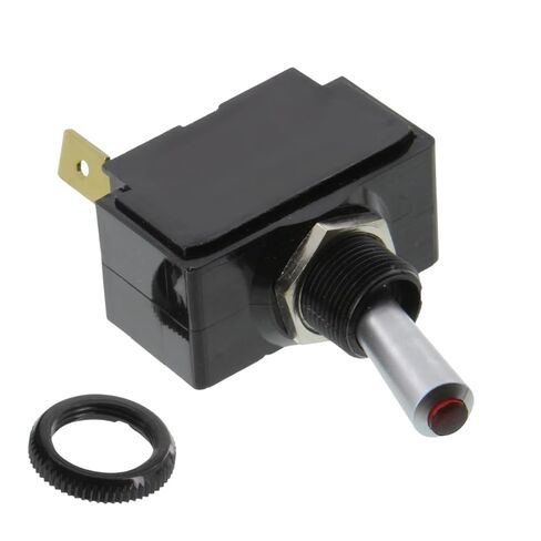 Nibras Toggle Rocker Switch LT-1511-610-012 SPST تشغيل/إيقاف، Snapkap مضاء باللون الأحمر، توصيل سريع ثلاثي الأطراف، حامل لوحة 0.5 بوصة، 3/4 حصان، 15 أمبير 125 فولت تيار متردد / 10 أمبير 250 فولت تيار متردد / 15 أمبير 12-28 فولت تيار مستمر، مدرج في قائمة C in Kuwait