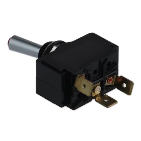 Nibras Toggle Rocker Switch LT-1511-610-012 SPST تشغيل/إيقاف، Snapkap مضاء باللون الأحمر، توصيل سريع ثلاثي الأطراف، حامل لوحة 0.5 بوصة، 3/4 حصان، 15 أمبير 125 فولت تيار متردد / 10 أمبير 250 فولت تيار متردد / 15 أمبير 12-28 فولت تيار مستمر، مدرج في قائمة C in Kuwait