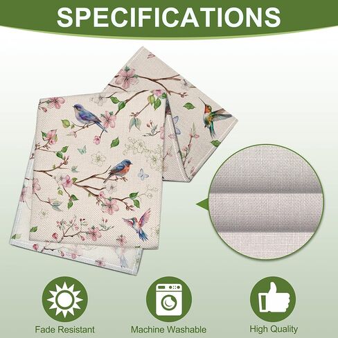 مفرش طاولة زنبركي مقاس 33.02 × 182.88 سم، ديكور ربيعي على شكل طائر زهور للطاولة، والحفلات، والمنزل - ديكورات زهور المزرعة in Kuwait