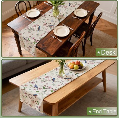 مفرش طاولة زنبركي مقاس 33.02 × 182.88 سم، ديكور ربيعي على شكل طائر زهور للطاولة، والحفلات، والمنزل - ديكورات زهور المزرعة in Kuwait