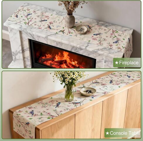 مفرش طاولة زنبركي مقاس 33.02 × 182.88 سم، ديكور ربيعي على شكل طائر زهور للطاولة، والحفلات، والمنزل - ديكورات زهور المزرعة in Kuwait