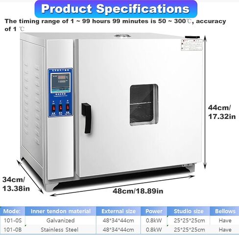 Electric Constant Temperature Oven, 16L Lab Drying and Heating Oven, 220/Rt+5-300℃ with Controllable Intelligent Instrument, Digital Forced Air Convection Drying Oven,101 in Saudi Arabia