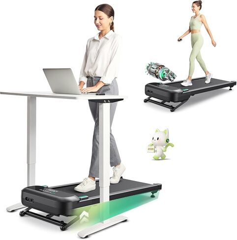 UREVO Auto Incline Walking Pad with AI App, Brushless Quiet Motorized Treadmill for Apartments, 9% Power Incline Standing Desk Treadmill, 12-Point Shock Absorption & Immersive Hiking in Saudi Arabia