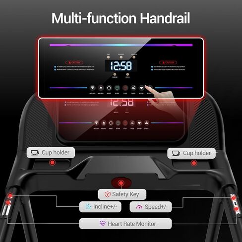 UMAY Fitness 2%-20% Auto Incline Foldable Treadmill, 4.0HP,400lb Capacity Handle Running Treadmills for Home 8.0MPH Max Speed Running Machine with Pulse Sensors in Kuwait