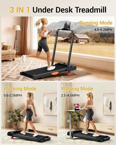 Walking Pad Treadmill with 15% Incline 2.5HP Foldable Under Desk Walking Pad for Home and Offce 300LBS Weight Capacity 0.6-6.2MPH Compact Treadmill with Remote Control in Kuwait