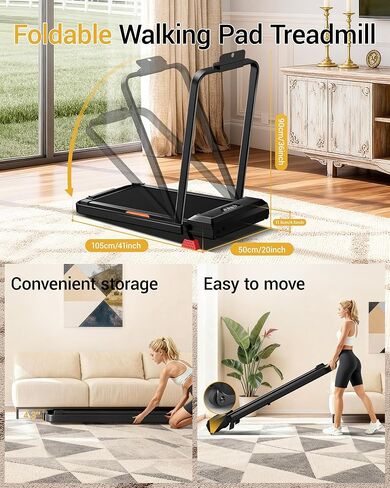 Walking Pad Treadmill with 15% Incline 2.5HP Foldable Under Desk Walking Pad for Home and Offce 300LBS Weight Capacity 0.6-6.2MPH Compact Treadmill with Remote Control in Kuwait