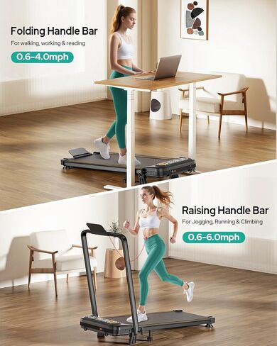 جهاز مشي قابل للطي مع ميل بنسبة 12%، جهاز مشي 6 في 1 قابل للطي مع شريط مقبض للمنزل/المكتب، وسادة مشي محمولة تحت المكتب مع تطبيق، ترقية 3.5 حصان منخفض الضوضاء، جهاز تحكم عن بعد وشاشة LED، in Kuwait