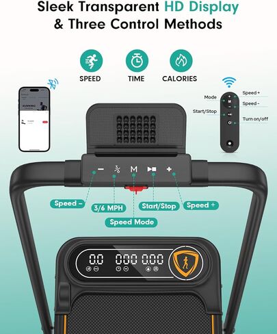 جهاز مشي قابل للطي مع ميل بنسبة 12%، جهاز مشي 6 في 1 قابل للطي مع شريط مقبض للمنزل/المكتب، وسادة مشي محمولة تحت المكتب مع تطبيق، ترقية 3.5 حصان منخفض الضوضاء، جهاز تحكم عن بعد وشاشة LED، in Kuwait