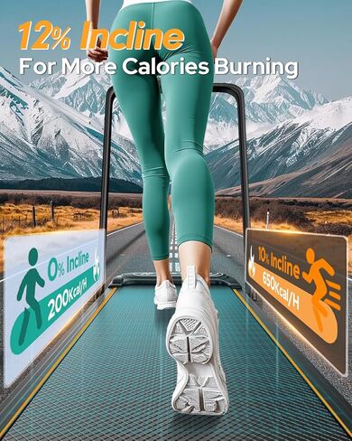 جهاز مشي قابل للطي مع ميل بنسبة 12%، جهاز مشي 6 في 1 قابل للطي مع شريط مقبض للمنزل/المكتب، وسادة مشي محمولة تحت المكتب مع تطبيق، ترقية 3.5 حصان منخفض الضوضاء، جهاز تحكم عن بعد وشاشة LED، in Kuwait