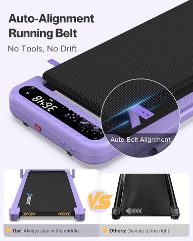 WELLFIT Folding Treadmill with Handlebar, 320 LBS Incline Walking Pad, Quiet Under Desk Treadmill for Home Office, APP & Voice Control, No Assembly Compact Foldable Treadmills, Purple Gift for Women in Kuwait