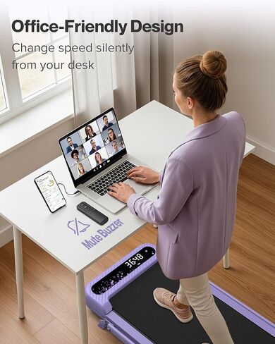 WELLFIT Folding Treadmill with Handlebar, 320 LBS Incline Walking Pad, Quiet Under Desk Treadmill for Home Office, APP & Voice Control, No Assembly Compact Foldable Treadmills, Purple Gift for Women in Kuwait