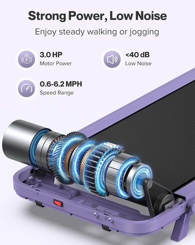 WELLFIT Folding Treadmill with Handlebar, 320 LBS Incline Walking Pad, Quiet Under Desk Treadmill for Home Office, APP & Voice Control, No Assembly Compact Foldable Treadmills, Purple Gift for Women in Kuwait