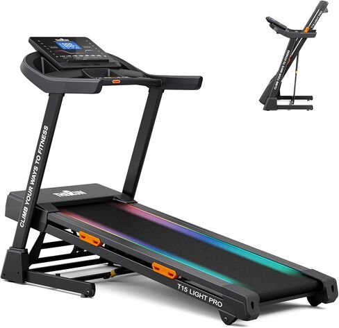 THERUN 20% Auto Incline Treadmill, 12 MPH and 3.5 HP Motor, 55" x 20" Large Running Belt with Advanced Console, All-in-One Foldable Treadmills for Home with Incline for Intensive Workout in Saudi Arabia