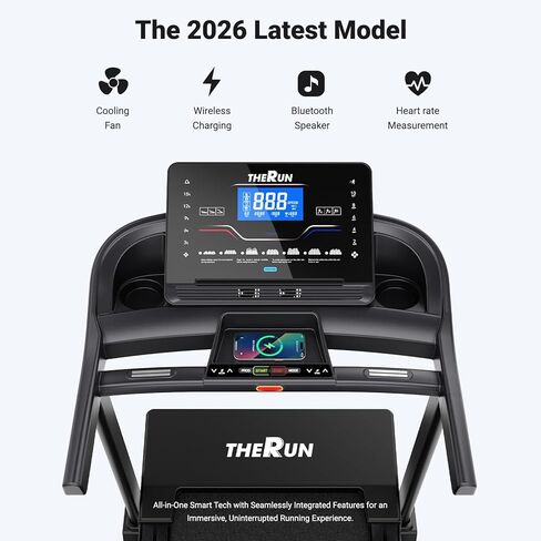 THERUN 20% Auto Incline Treadmill, 12 MPH and 3.5 HP Motor, 55" x 20" Large Running Belt with Advanced Console, All-in-One Foldable Treadmills for Home with Incline for Intensive Workout in Saudi Arabia