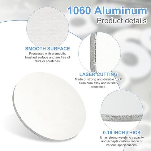 PATIKIL 1060 Aluminum Sheets and Plates, Dia.150mm / 5.91mm Thick 1/4" (3 Gauge) Aluminum Metal Discs Stamping Blanks for Crafting Industry Metal Stamping, Silver Tone in Saudi Arabia