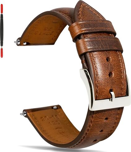 Gomvadr Quick Release Leather Watch Band 14mm 16mm 18mm 19mm 20mm 21mm 22mm 24mm,Vintage Oil-tanned Pull-up Men's Watch Bands Replacement Watch Straps for Men Women in Kuwait