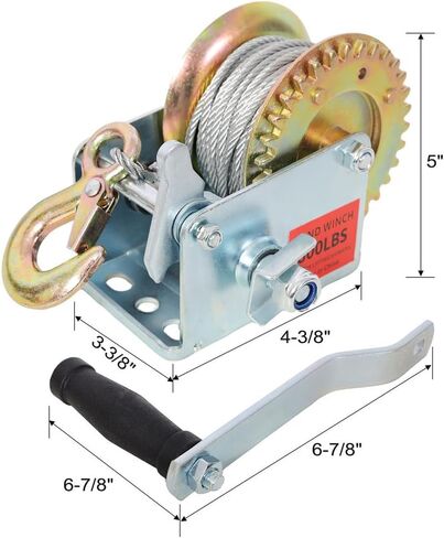 ونش يدوي بوزن 800 رطل مع كابل فولاذي بطول 32.8 قدم، ونش مقطورة قارب عالي التحمل، ونش يدوي بسقاطة 3.1:1 ثنائي الاتجاه للقارب والمركبات ATV ومقطورة المرافق in Kuwait