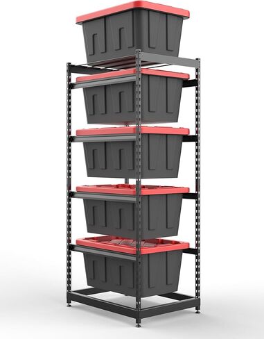 27 Gallon Storage Bin Rack Organizer, Heavy-Duty Tote Storage Rack, 5-Tier Standing Storage Bin Shelves, 250 lb Capacity, Maximize Space for Garage, Warehouse, Utility, 2 Pack (Totes Not Included) in Saudi Arabia