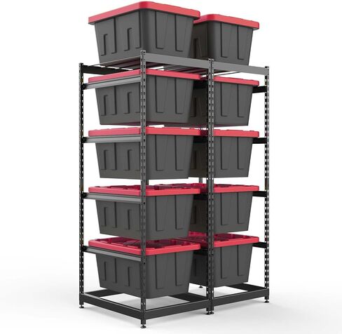 27 Gallon Storage Bin Rack Organizer, Heavy-Duty Tote Storage Rack, 5-Tier Standing Storage Bin Shelves, 250 lb Capacity, Maximize Space for Garage, Warehouse, Utility, 2 Pack (Totes Not Included) in Saudi Arabia