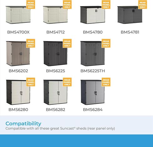 Suncast Horizontal or XL Vertical Shed Shelf Kit, Space Saving Shelving for Wall Mount Outdoor Storage Structures, 67" W x 10.25" D x 1.25" H, Black in Kuwait