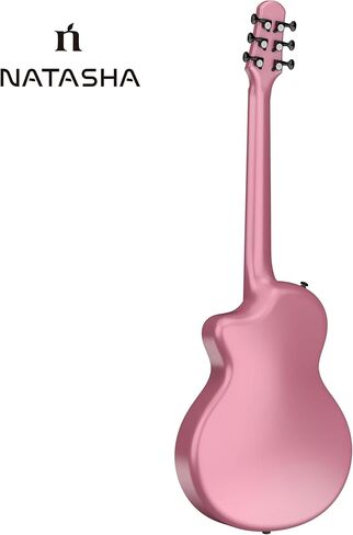 ناتاشا كويكب من ألياف الكربون 38 بوصة جيتار شعبي (زهر الكرز الوردي)، جيتار صوتي/جيتار السفر، صب متكامل مع مادة مركبة من ألياف الكربون، خفيف ومحمول in Kuwait