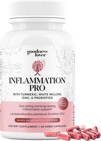 Goodness Lover Inflammation Pro, with 10 Billion CFU for Digestive Support, Curcumin, White Willow bark Extract, Zero fillers, Vegan, 30 Servings in Saudi Arabia