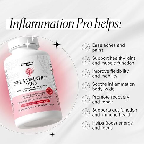 Goodness Lover Inflammation Pro, with 10 Billion CFU for Digestive Support, Curcumin, White Willow bark Extract, Zero fillers, Vegan, 30 Servings in Saudi Arabia