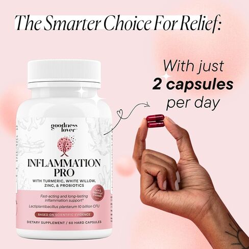 Goodness Lover Inflammation Pro, with 10 Billion CFU for Digestive Support, Curcumin, White Willow bark Extract, Zero fillers, Vegan, 30 Servings in Saudi Arabia