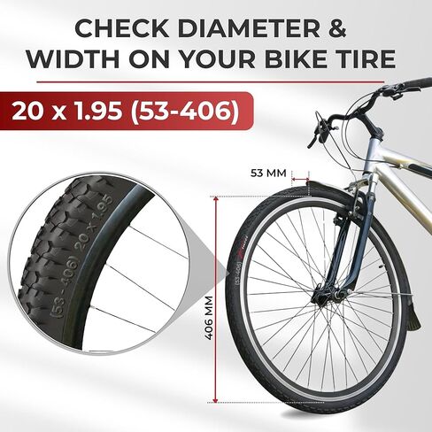 Fincci Set 20x1.95 Bike Tire with 2X 20 inch Bike Tube Schrader - Foldable MTB 20 inch Bike Tire, 53-406 - 30 TPI - Knobby Bike Tires 20" for Mountain & Trike & Folding & Electric & Tricycle Bikes in Saudi Arabia