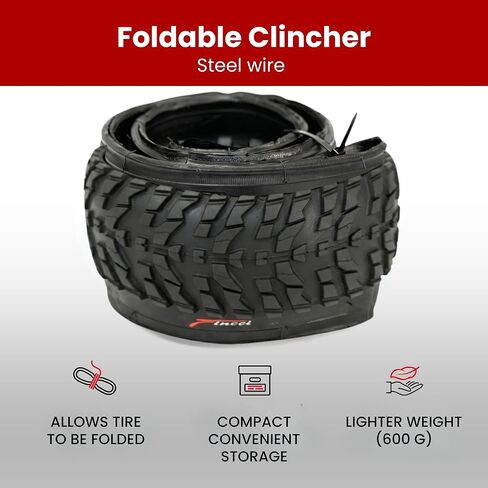 Fincci Set 20x1.95 Bike Tire with 2X 20 inch Bike Tube Schrader - Foldable MTB 20 inch Bike Tire, 53-406 - 30 TPI - Knobby Bike Tires 20" for Mountain & Trike & Folding & Electric & Tricycle Bikes in Saudi Arabia