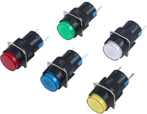1pcsLED Lamp 16mm Indicator Panel Mount Two pins Signal lamp Illuminated Pilot Light Red/Green/Yellow/Blue/White 6V/12V/24V/220V(220V White) in Saudi Arabia