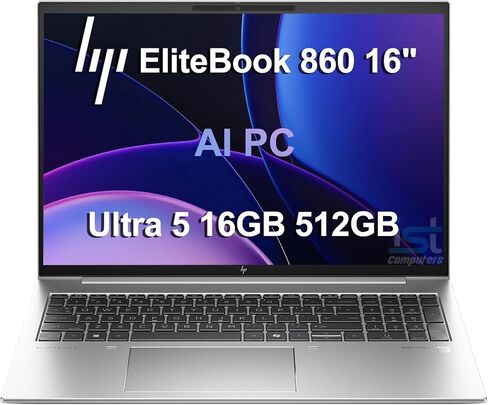 HP EliteBook 860 G11 Business Laptop (16" FHD+ 800 nits, Intel Core Ultra 5 135U (> i7-1355U), 32GB DDR5 RAM, 1TB SSD) Backlit, Fingerprint, 5MP IR Webcam, 2X Thunderbolt 4, Win 11 Pro, 2025 AI PC in Kuwait