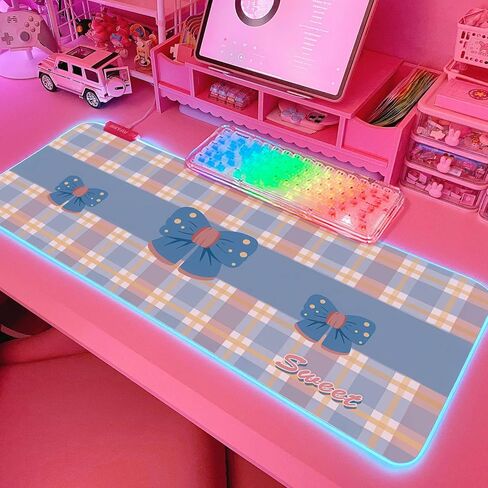 JMIYAV Pink Love Heart RGB Gaming Mouse Pad 31.5x12 Inch PC XL Large Extended Glowing Led Light Up Cool Mouse pad Desk Pad Non-Slip Rubber Computer Mouse Pad Cute Mousepad Mat 31.5x12 Inch in Kuwait