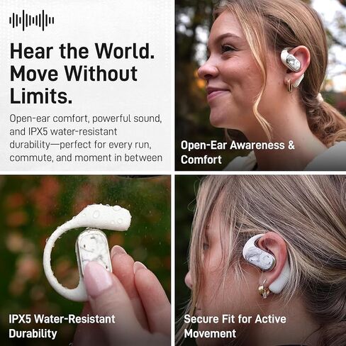 سماعات Groovz Open -Ear Wireless True مع شاشة ذكية للبطارية - مصممة وهندسة في الولايات المتحدة الأمريكية - أذن Bluetooth ذات التصنيف IPX5 متوافقة مع Apple & Android - Floral in Kuwait