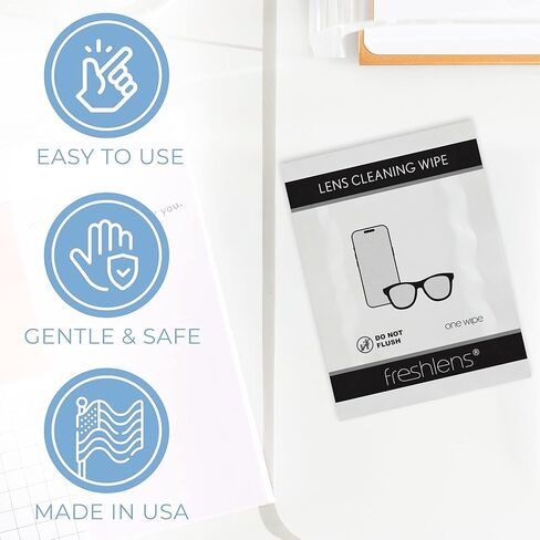 Freshends Lens Cleaning Wipes - 50 Soft & Lint Free Towelettes - Eye Glass Cleaners Individual Packets - Pre-Moistened Lens Wipes For Eyeglasses, Tablets, Camera & Cellphone Screens in Saudi Arabia