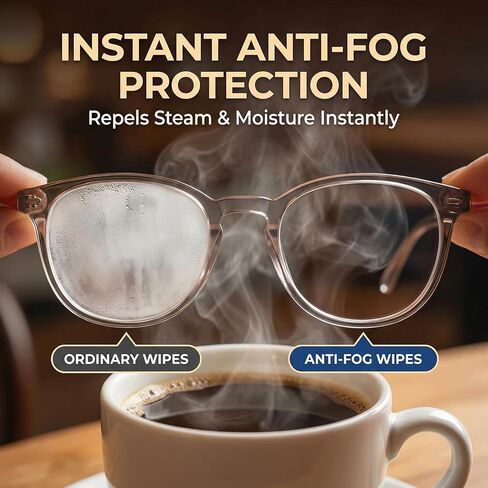 Anti-Fog Lens Wipes - 160 Count Individually Wrapped | Pre-Moistened Defogger Towelettes for Glasses, Goggles, Face Shields & Helmets | Streak-Free Formula in Kuwait