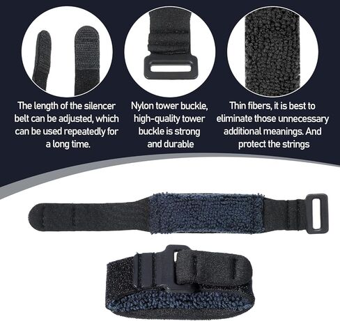 3 Pcs Bass Guitar String Mute Damper, Fretboard Muting Straps, Adjustable Guitar String Cover Tape, Bass Guitars Fret Mute, Musical Instrument Accessories (Black) in Saudi Arabia