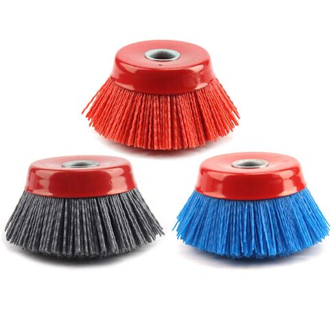 3Pcs 4'' x 5/8'' Nylon Filament Wheels Cup Brush Set for Angle Grinder ,Include Grit 80 120 240 ,Nylon Drill Brush Kit for Removal Rust Corrosion Paint (3Pcs Set) in Kuwait