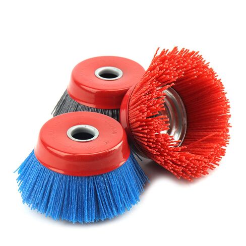 3Pcs 4'' x 5/8'' Nylon Filament Wheels Cup Brush Set for Angle Grinder ,Include Grit 80 120 240 ,Nylon Drill Brush Kit for Removal Rust Corrosion Paint (3Pcs Set) in Kuwait